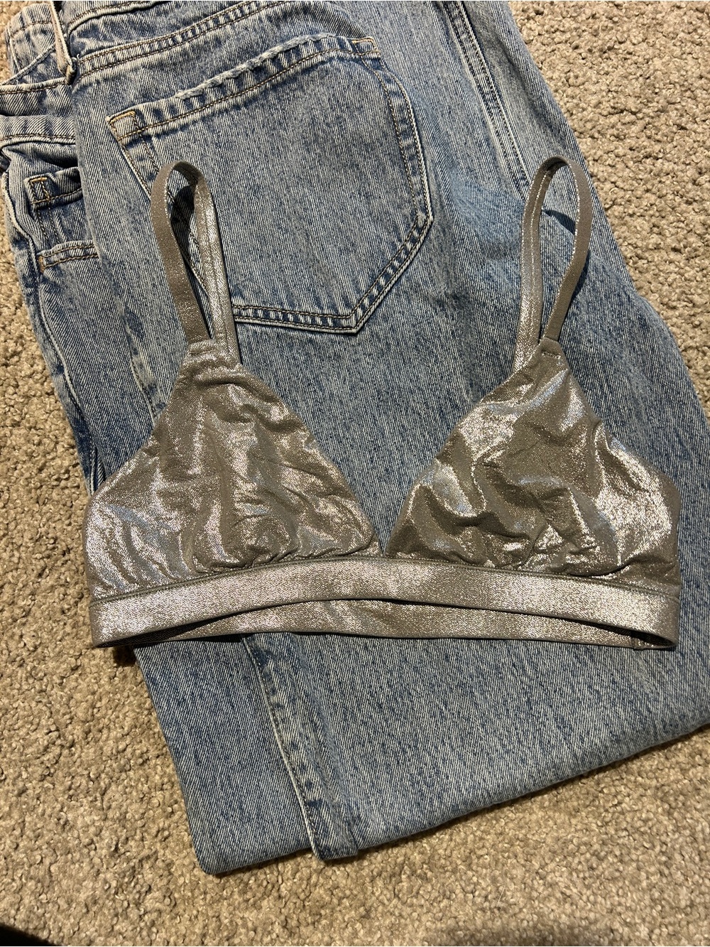SKIMS Metallic Silver Triangle Bralette